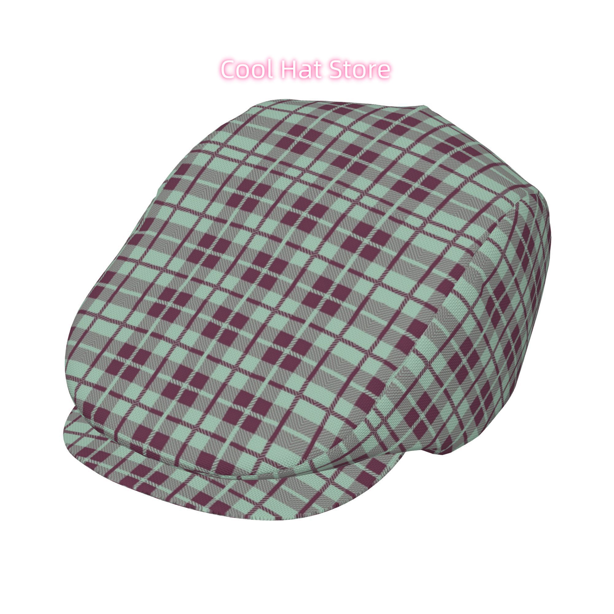 Newsboy Cap Ivy - Casquette plate à carreaux menthe et